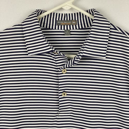 Peter Millar Summer Comfort Polo Lot (2) Mens Large Striped Shirt Ritz Carlton - Thumbnail 3