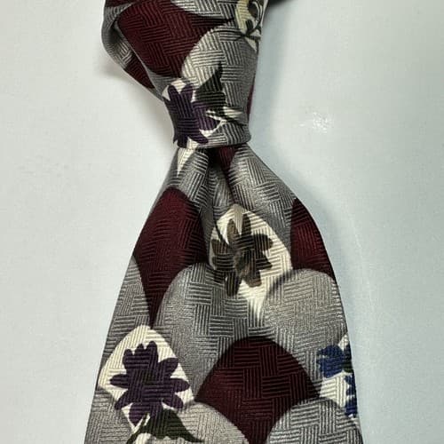 Vintage GIVENCHY Monsieur Mens 100% Silk Tie Floral Geometric Multicolor Necktie - Thumbnail 2