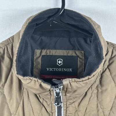 Victorinox Quilted Vest Mens Medium Brown Thermore Insulated Full Zip Pockets - Thumbnail 4