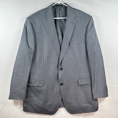 Lauren Ralph Lauren Mens 48L Silk Wool Tweed Blue Grey Check Sport Coat Blazer - Image 1
