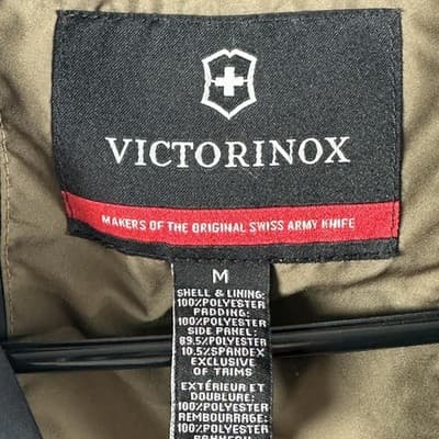 Victorinox Quilted Vest Mens Medium Brown Thermore Insulated Full Zip Pockets - Thumbnail 5