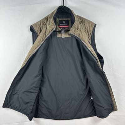 Victorinox Quilted Vest Mens Medium Brown Thermore Insulated Full Zip Pockets - Thumbnail 6