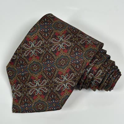 Pierre Balmain Mens 100% Silk Tie Multicolor Geometric Paisley Classic Italy - Thumbnail 5