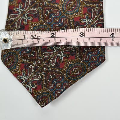 Pierre Balmain Mens 100% Silk Tie Multicolor Geometric Paisley Classic Italy - Thumbnail 7