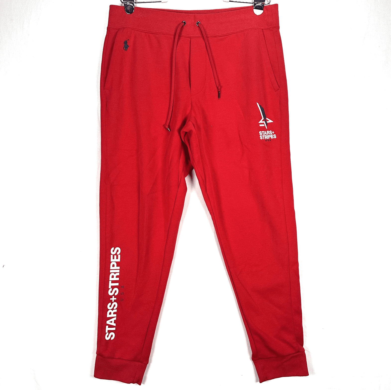 Polo Ralph Lauren Stars + Stripes Joggers Mens Medium Sweatpants Red Sail Logo - Image 1