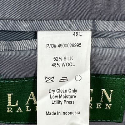 Lauren Ralph Lauren Mens 48L Silk Wool Tweed Blue Grey Check Sport Coat Blazer - Thumbnail 6