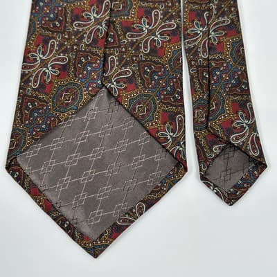 Pierre Balmain Mens 100% Silk Tie Multicolor Geometric Paisley Classic Italy - Thumbnail 4