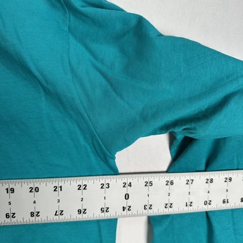 Vintage 90s Fruit Of The Loom MockNeck T-Shirt XL Teal Long Sleeve Blank USA NEW - Thumbnail 7