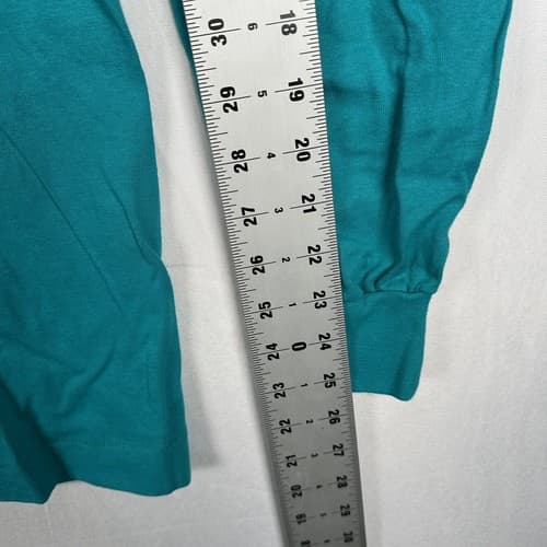 Vintage 90s Fruit Of The Loom MockNeck T-Shirt XL Teal Long Sleeve Blank USA NEW - Thumbnail 8