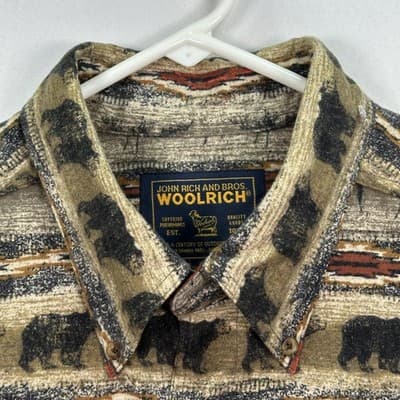 Vintage Woolrich Flannel Shirt Mens Large Southwestern Aztec Animal Long Sleeve - Thumbnail 5
