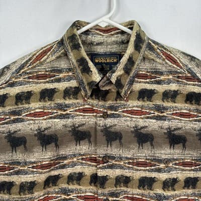 Vintage Woolrich Flannel Shirt Mens Large Southwestern Aztec Animal Long Sleeve - Thumbnail 4