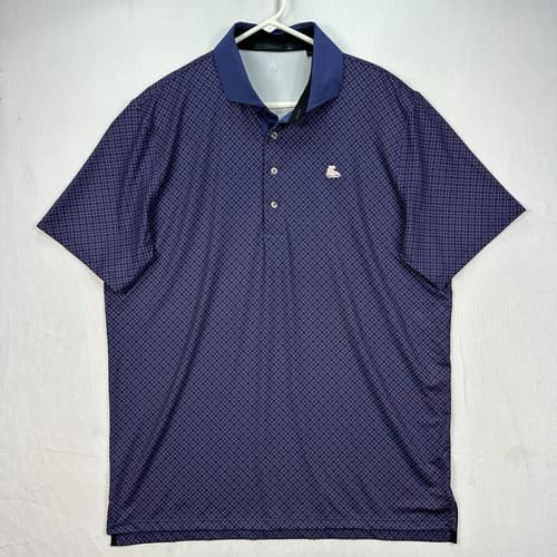 Greyson Polo Golf Shirt Mens Large Blue Geometric Short Sleeve Performance - Thumbnail 2