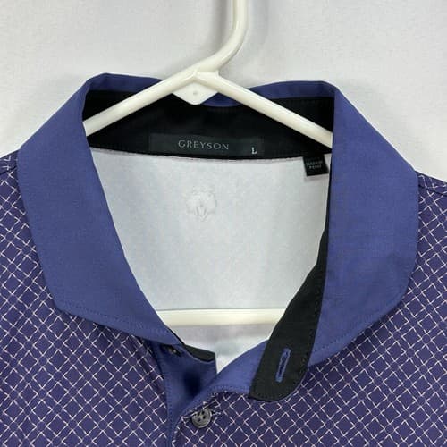 Greyson Polo Golf Shirt Mens Large Blue Geometric Short Sleeve Performance - Thumbnail 5