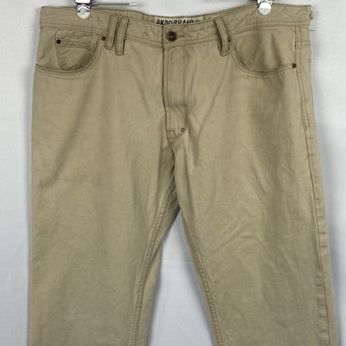 Akoo Brand Denim Jeans Mens Sz 42 x 31 Tan 5-pocket Straight Leg Empire - Thumbnail 6