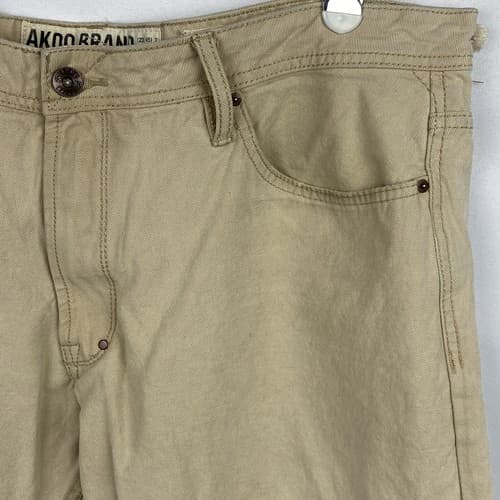 Akoo Brand Denim Jeans Mens Sz 42 x 31 Tan 5-pocket Straight Leg Empire - Thumbnail 7