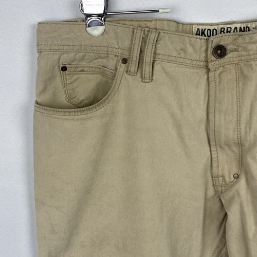 Akoo Brand Denim Jeans Mens Sz 42 x 31 Tan 5-pocket Straight Leg Empire - Thumbnail 8
