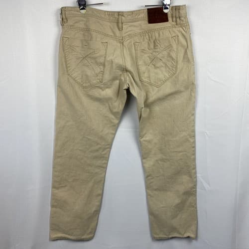 Akoo Brand Denim Jeans Mens Sz 42 x 31 Tan 5-pocket Straight Leg Empire - Thumbnail 4