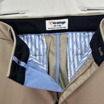 Birddogs Golf Pants Men 34 x 26 Khaki Chino Stretch Performance Zip Pocket (28") - Thumbnail 6