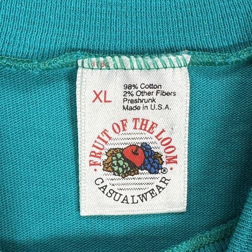 Vintage 90s Fruit Of The Loom MockNeck T-Shirt XL Teal Long Sleeve Blank USA NEW - Thumbnail 6