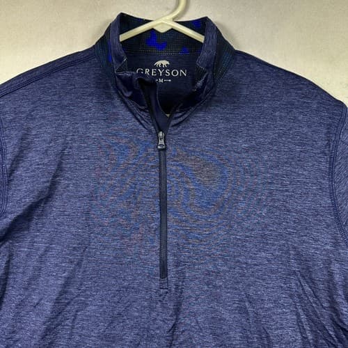 Greyson 1/4 Zip Golf Pullover Mens Medium Blue Lightweight Performance Logo - Thumbnail 5