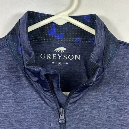 Greyson 1/4 Zip Golf Pullover Mens Medium Blue Lightweight Performance Logo - Thumbnail 6