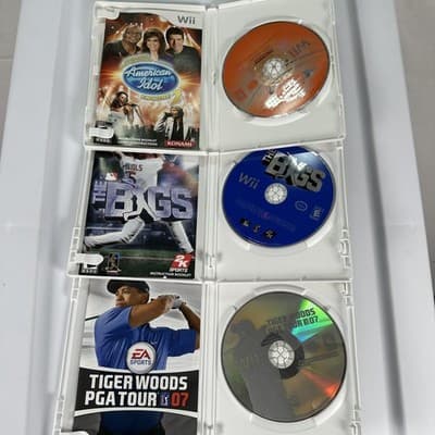 Nintendo Wii Lot 3 Games The Bigs Tiger Woods PGA Tour 07 American Idol Encore 2 - Thumbnail 3