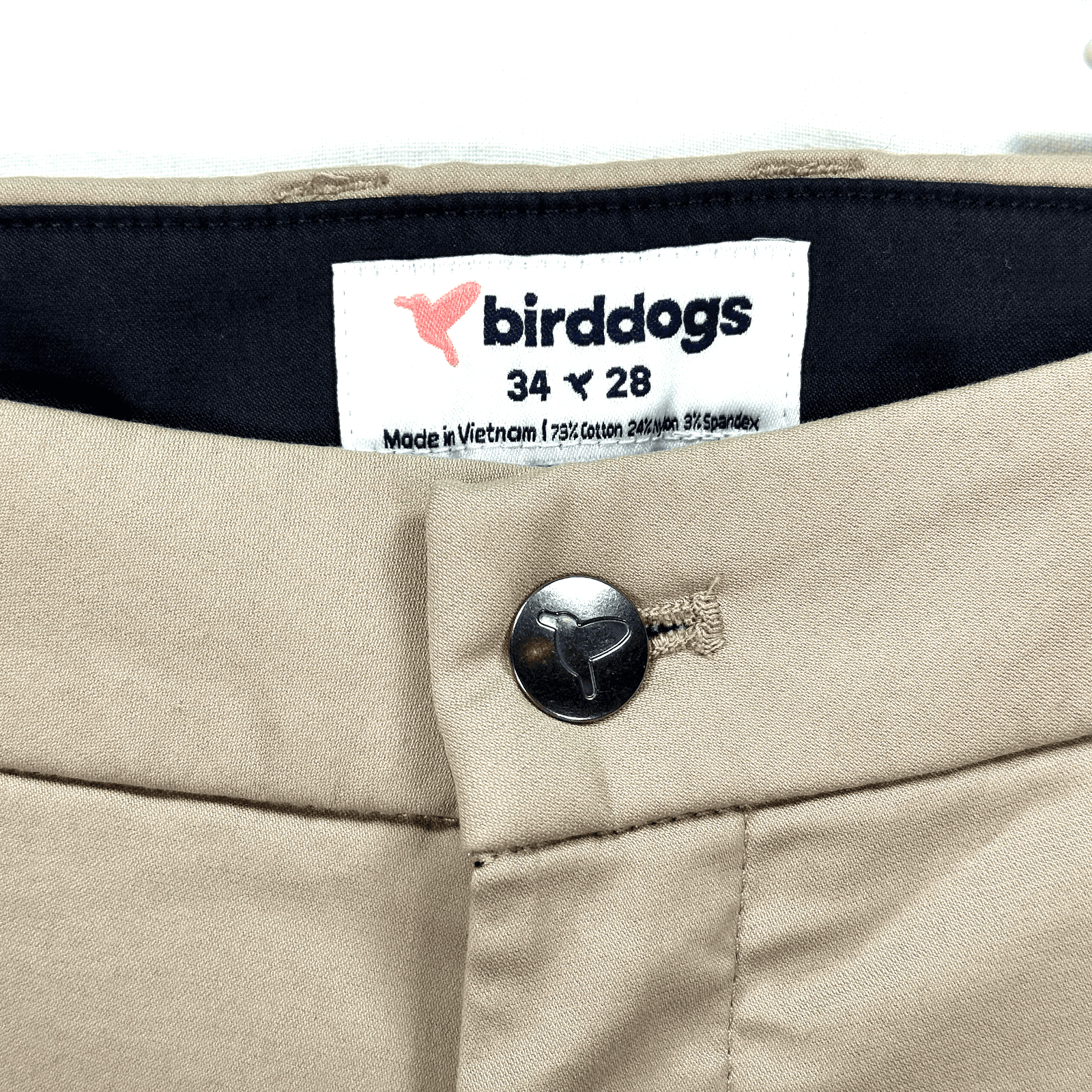Birddogs Golf Pants Men 34 x 26 Khaki Chino Stretch Performance Zip Pocket (28") - Thumbnail 2