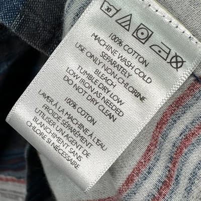 Salt Valley Western Shirt Mens Medium Pearl Snap Blue Striped Aztec Cotton - Thumbnail 7