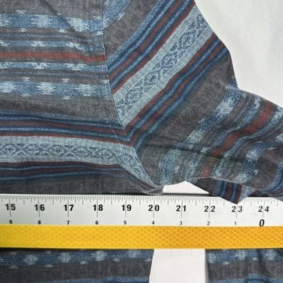 Salt Valley Western Shirt Mens Medium Pearl Snap Blue Striped Aztec Cotton - Thumbnail 8