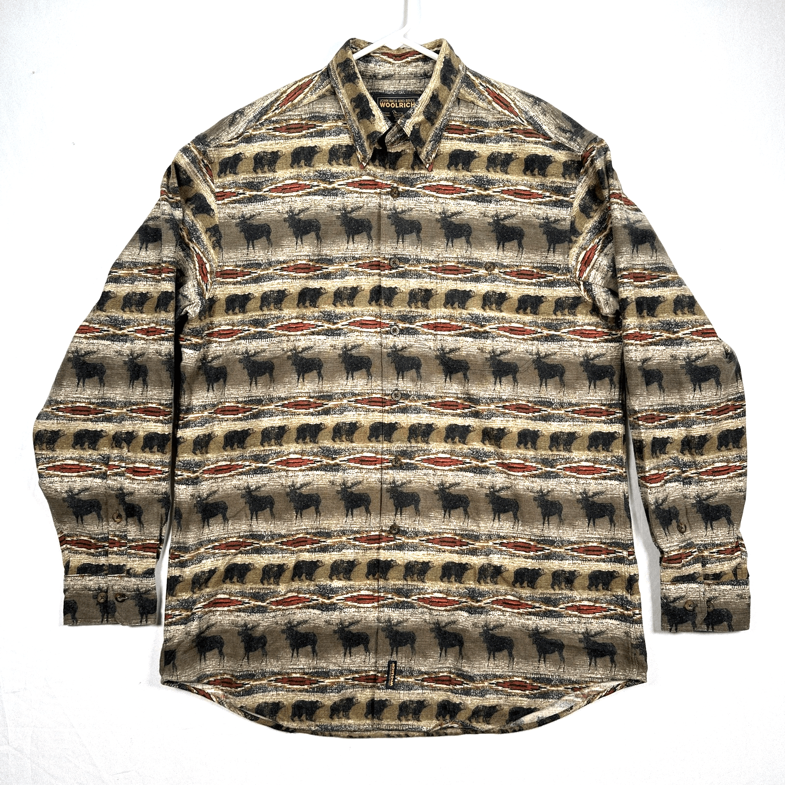 Vintage Woolrich Flannel Shirt Mens Large Southwestern Aztec Animal Long Sleeve - Image 1