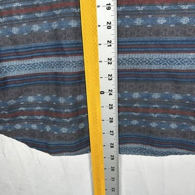 Salt Valley Western Shirt Mens Medium Pearl Snap Blue Striped Aztec Cotton - Thumbnail 9