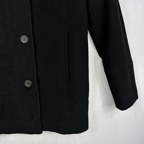 Calvin Klein Womens 6 Peacoat Cashmere Black Wool Blend Coat Button Up - Thumbnail 3