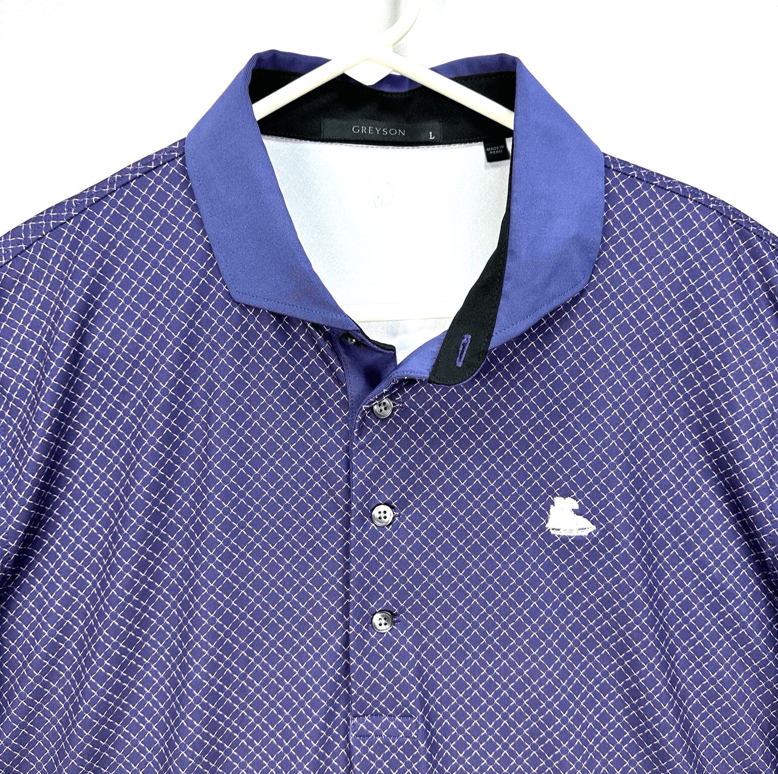 Greyson Polo Golf Shirt Mens Large Blue Geometric Short Sleeve Performance - Image 1