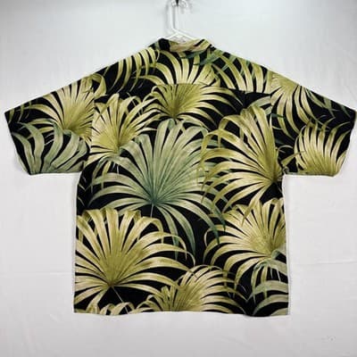 Tommy Bahama Silk Hawaiian Shirt Mens XL Green Palm Leaf Tropical Button Front - Thumbnail 2