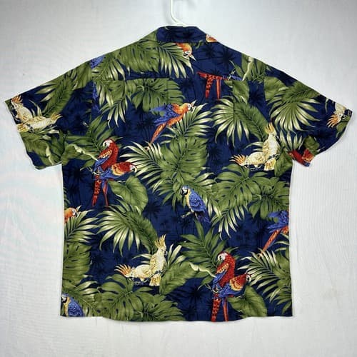 Vintage RJC Hawaiian Shirt Parrots Cotton MENS Large Short Sleeve Made In Hawaii - Thumbnail 2