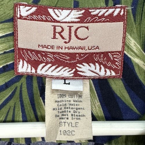 Vintage RJC Hawaiian Shirt Parrots Cotton MENS Large Short Sleeve Made In Hawaii - Thumbnail 8