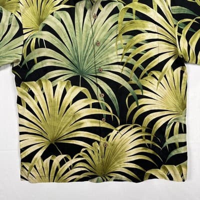Tommy Bahama Silk Hawaiian Shirt Mens XL Green Palm Leaf Tropical Button Front - Thumbnail 3