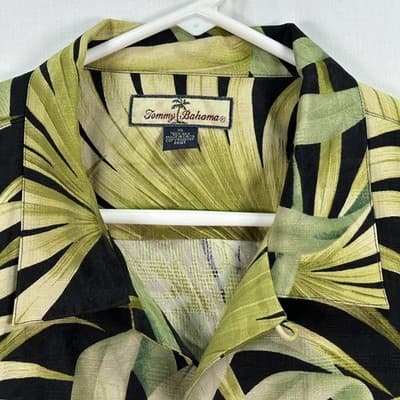 Tommy Bahama Silk Hawaiian Shirt Mens XL Green Palm Leaf Tropical Button Front - Thumbnail 5