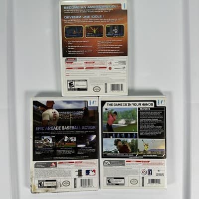 Nintendo Wii Lot 3 Games The Bigs Tiger Woods PGA Tour 07 American Idol Encore 2 - Thumbnail 2
