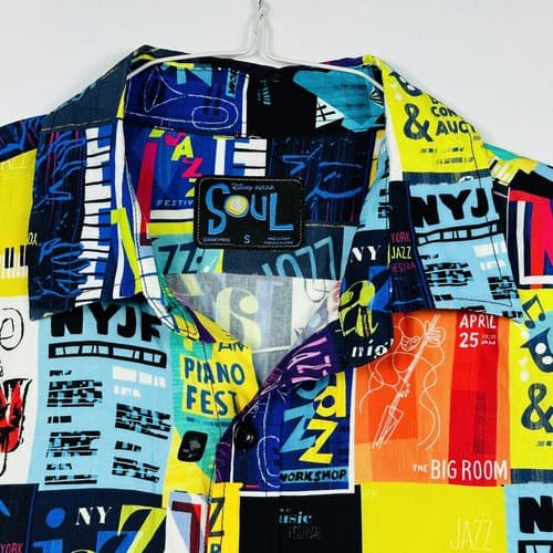 NEW Disney Pixar Soul Movie Hawaiian Shirt Small Multicolor Jazz Guitar Piano - Thumbnail 7