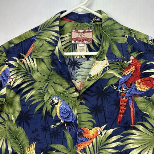 Vintage RJC Hawaiian Shirt Parrots Cotton MENS Large Short Sleeve Made In Hawaii - Thumbnail 6