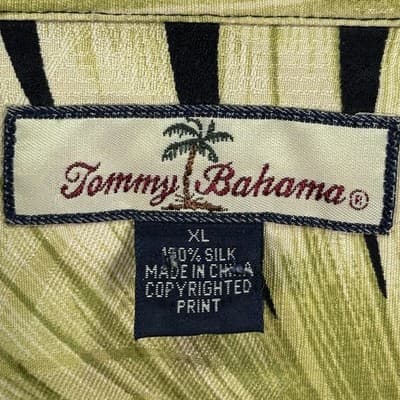 Tommy Bahama Silk Hawaiian Shirt Mens XL Green Palm Leaf Tropical Button Front - Thumbnail 6