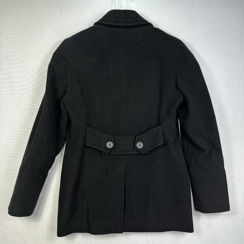 Calvin Klein Womens 6 Peacoat Cashmere Black Wool Blend Coat Button Up - Thumbnail 2