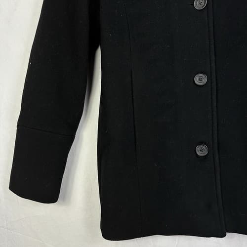 Calvin Klein Womens 6 Peacoat Cashmere Black Wool Blend Coat Button Up - Thumbnail 4