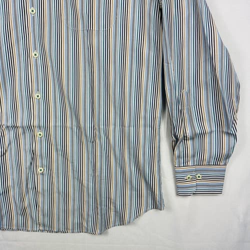 Peter Millar Dress Shirt Mens Large Multicolor Striped Long Sleeve Button Front - Thumbnail 4