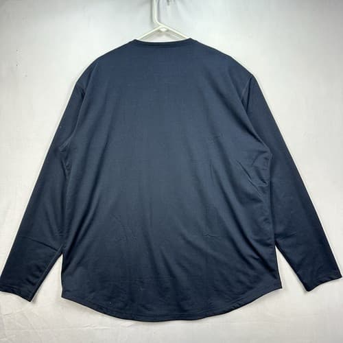 BYLT Drop Cut L/S Henley Shirt Mens 2XL Long Sleeve Navy Blue Active Stretch EUC - Thumbnail 2