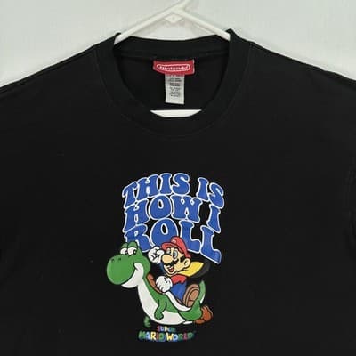 2008 Nintendo Super Mario World Shirt Mens Large Black Yoshi This Is How I Roll - Thumbnail 3