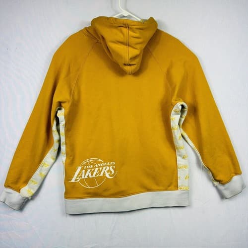 Vintage Los Angeles Lakers Hoodie UNK Medium Pullover Sweatshirt 3 Logos Gold - Thumbnail 2