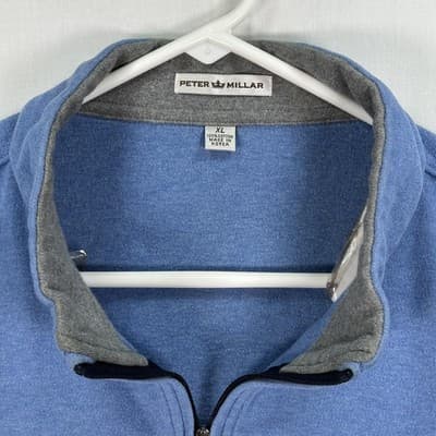 Peter Millar 1/4 Zip Mens XL Pullover Crown Comfort Sweater Blue Eagle Crest - Thumbnail 5