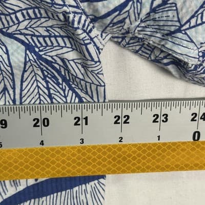 Tommy Bahama Nova Wave Shirt Mens Medium Blue White Seersucker Leaf Button Front - Thumbnail 9
